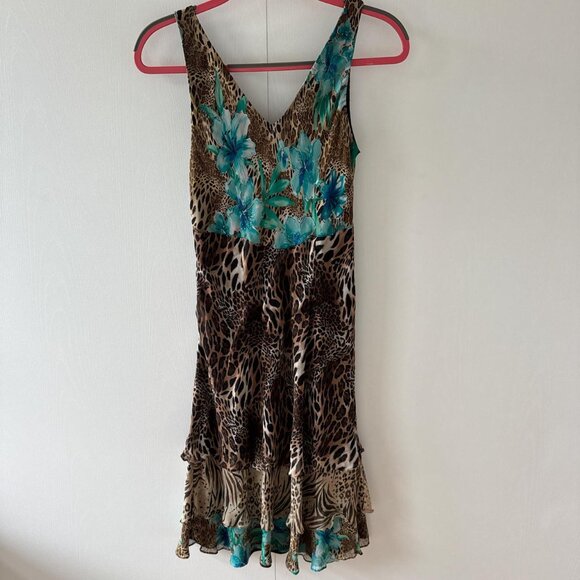 SOLD - Signature by Robbie Bee vintage silk leopard floral dress - Picture 3 of 4